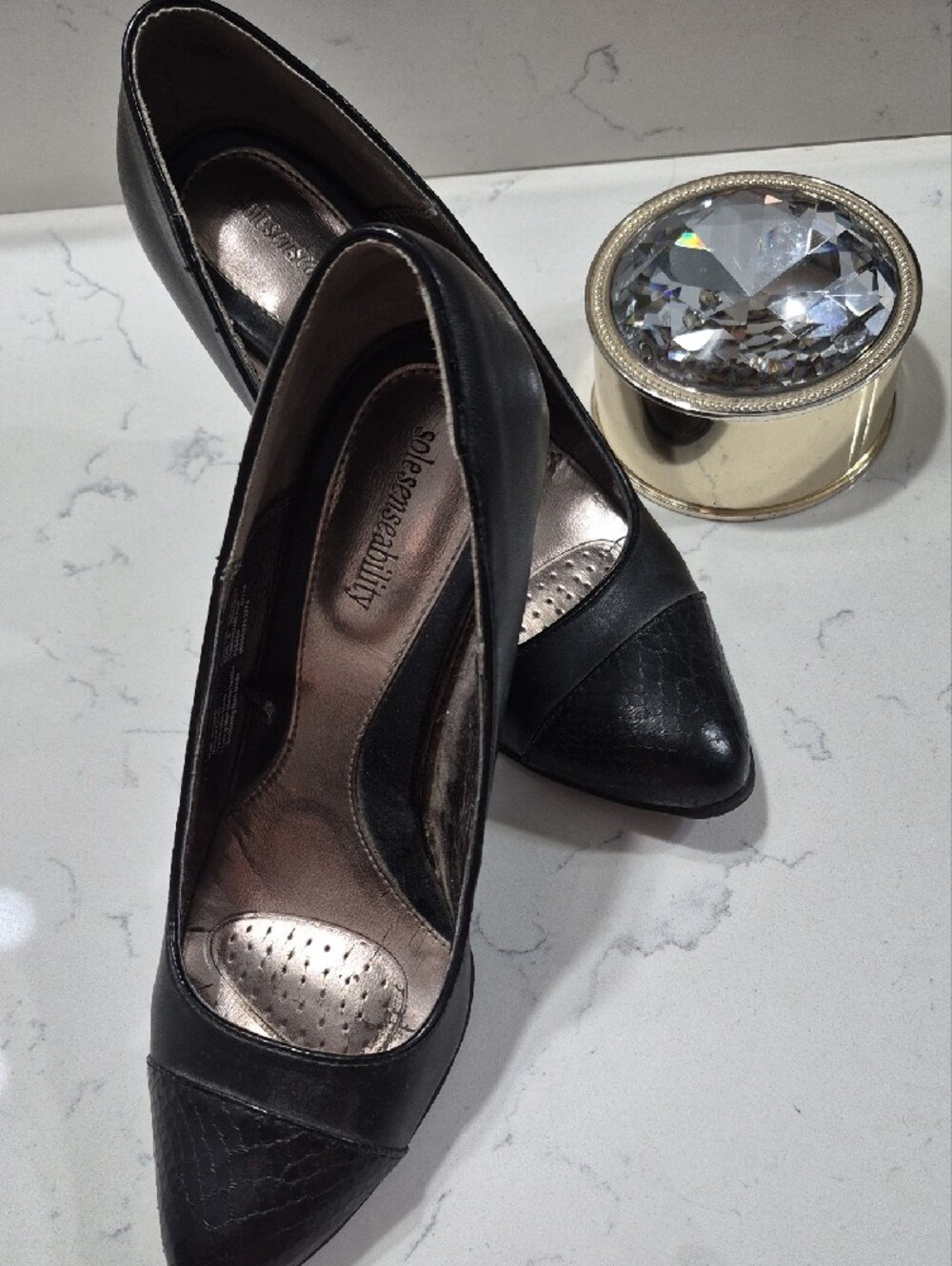 Black Pointed Leather Pumps